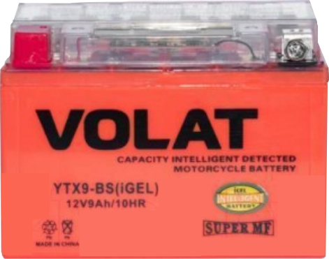 Мотоциклетная батарея Volat 9Ah п.п. старт. ток 135 А YTX9-BS (iGEL) L+