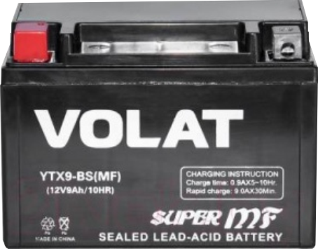 Мотоциклетная батарея Volat 9Ah п.п. старт. ток 135 А YTX9-BS (MF) L+