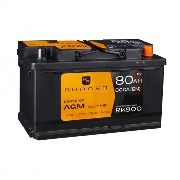 Аккумулятор RUNNER AGM 80 п.п. старт. ток 800 А 