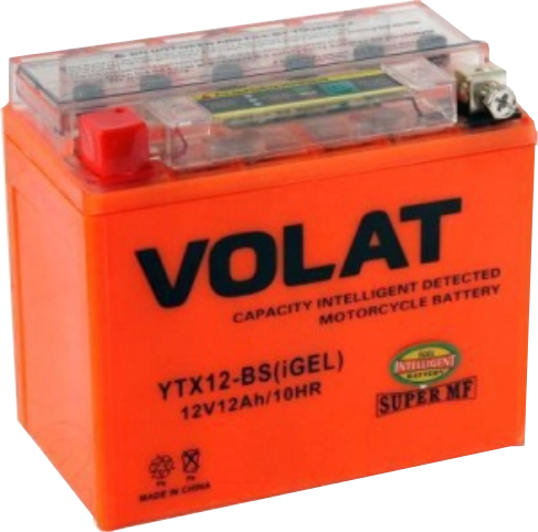 Мотоциклетная батарея Volat 12Ah п.п. старт. ток 150 А YTX12-BS (iGEL) L+