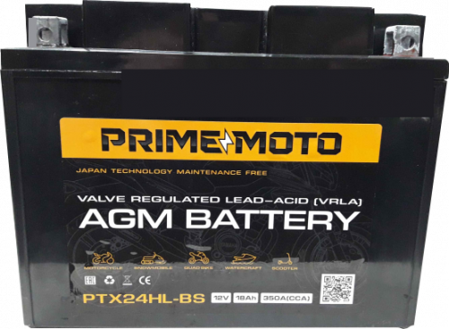 Мотоциклетная батарея Prime 18Ah п.п. старт. ток 350 А PTX20-BS залитые