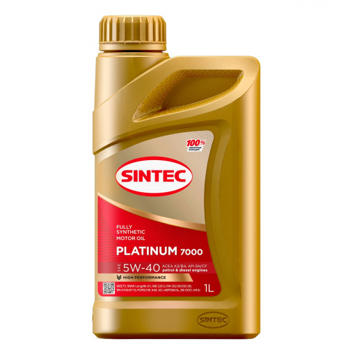 Масло моторное SINTEC PLATINUM 7000 SAE 5w40 API SN/CF 1 л  фото в интернет-магазине Авто-Энерджи