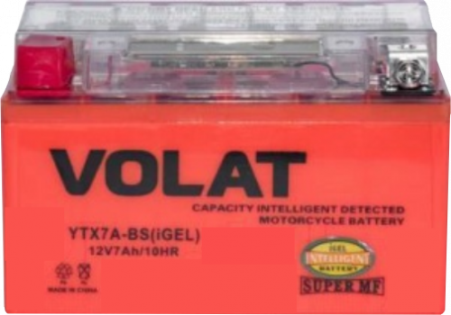 Мотоциклетная батарея Volat 7Ah п.п. старт. ток 105 А YTX7A-BS (iGEL) L+