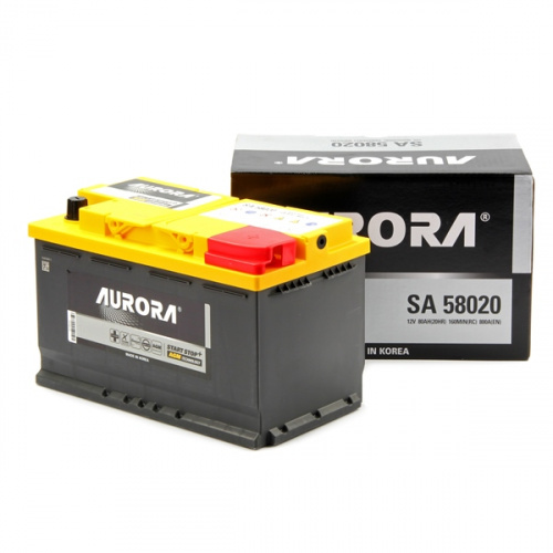 Аккумулятор AURORA DIN AGM 58020 80 Ah  о.п. пусковой ток  800 A L4 корпус