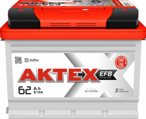 Аккумулятор Aktex EFB 62 о.п. стартовый ток 610 EN низкий ATEFB 62-3-R-n