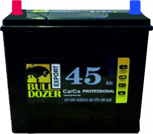 Аккумулятор BULLDOZER 45 п.п. 390А Азия 55B24LS тонкая клемма тип В, с бортом, корпус В24 необлсуж