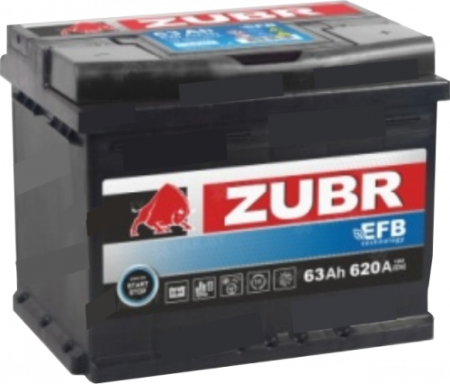           Аккумулятор ZUBR EFB 63 Ah о.п. старт. ток 620 A