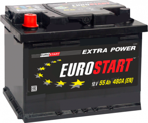 Аккумулятор EUROSTART 55 Ah п.п. старт. ток 520 А L2 корпус