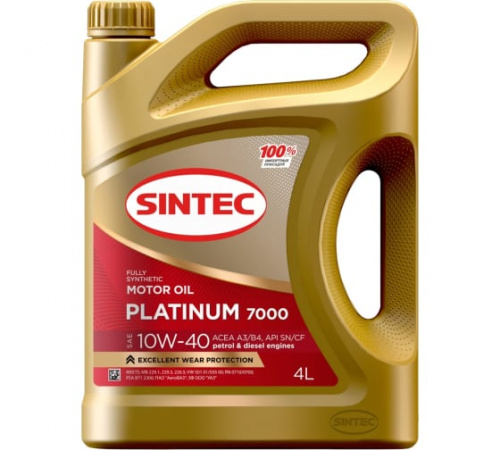 Масло моторное SINTEC PLATINUM 7000 SAE 10w40 API SN/CF 4 л  фото в интернет-магазине Авто-Энерджи