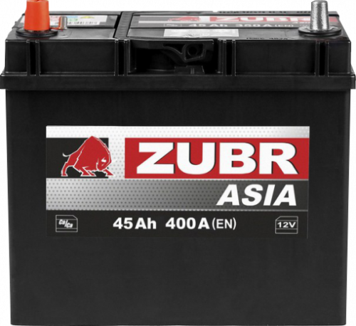          Аккумулятор ZUBR ULTRA ASIA 45 Ah п.п. старт ток 400А тонкая клемма с переходником без борт