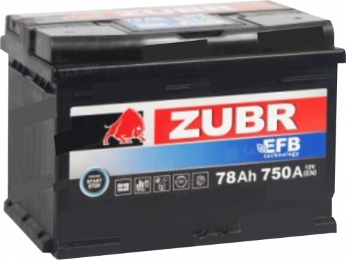           Аккумулятор ZUBR EFB 78 Ah о.п. старт. ток 750 A
