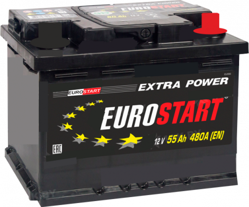 Аккумулятор EUROSTART 55 Ah о.п. старт. ток 520 А L2 корпус