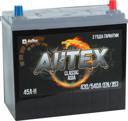 Аккумулятор Aktex Asia 45 о.п. стартовый ток 430 EN ATCА 45-3-R узкая клемма