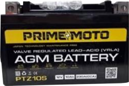 Мотоциклетная батарея Prime 10Ah п.п. старт. ток 230 А РTZ10S залитые